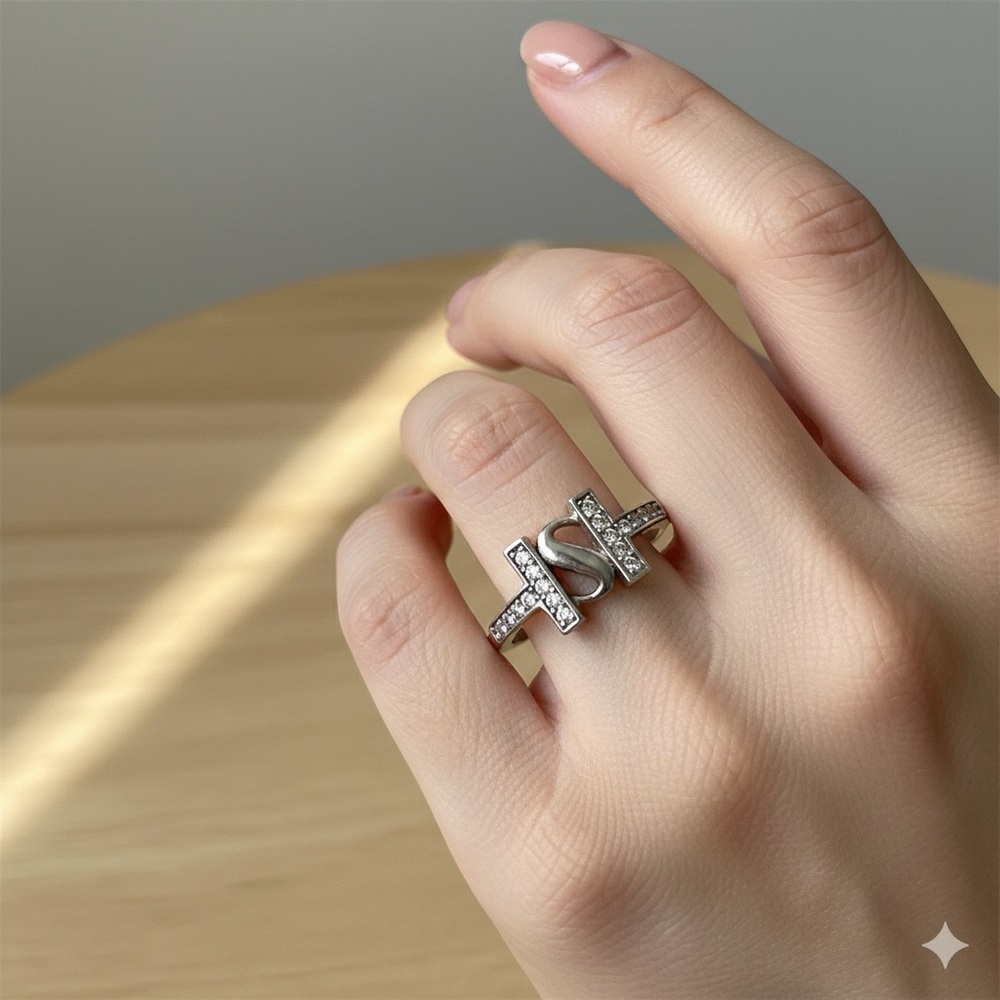 Elegant Silver Initial Ring